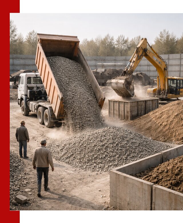 Доставка нерудных материалов с погрузкой и разгрузкой в Санкт-Петербурге