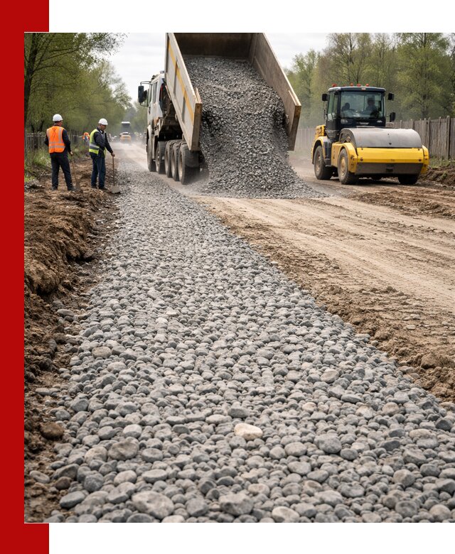 Доставка щебня для отсыпки дорог в Санкт-Петербурге высокого качества