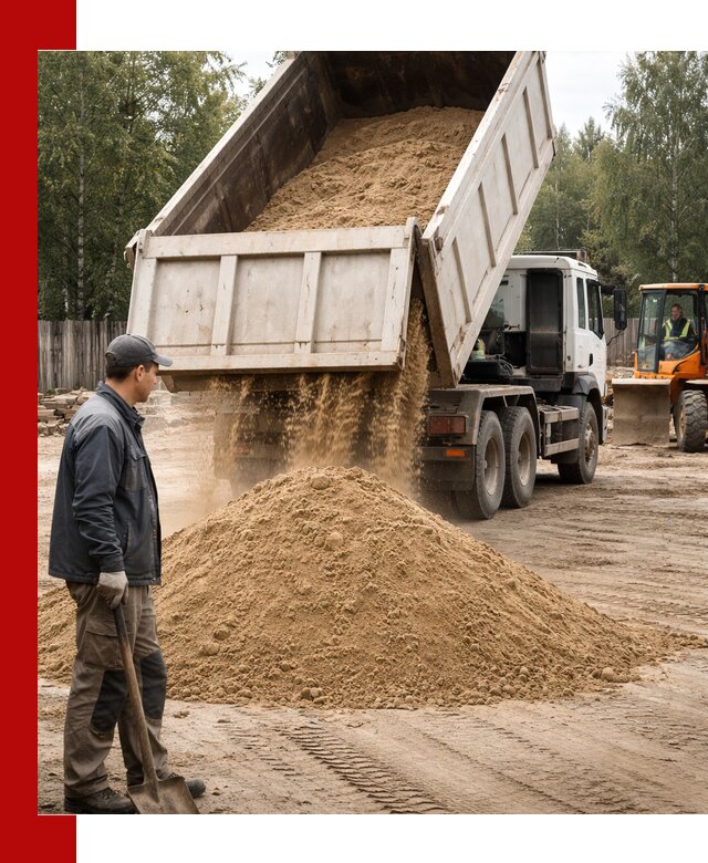 Доставка и продажа песка с разгрузкой в Санкт-Петербурге
