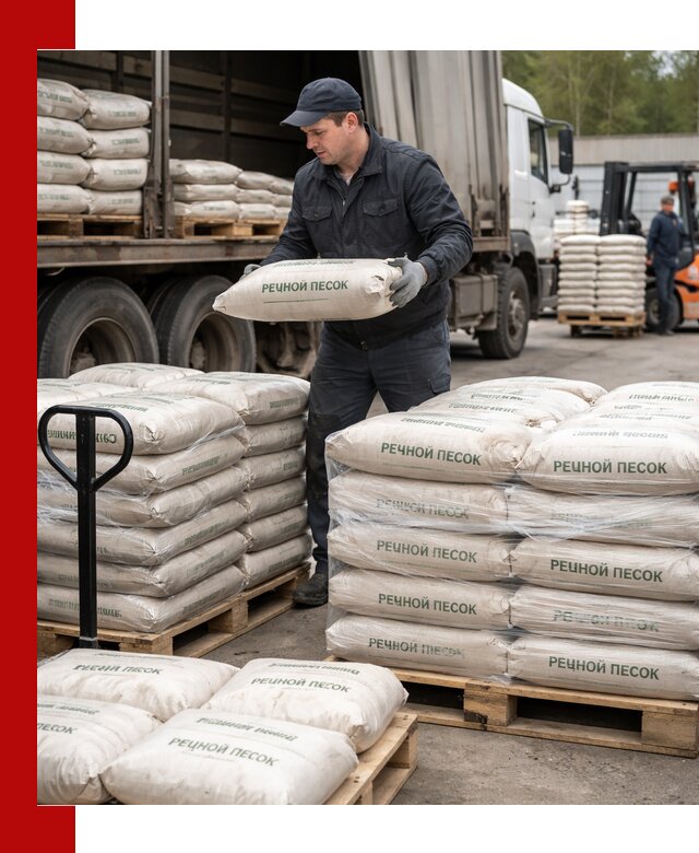 Речной песок в мешках с доставкой в Санкт-Петербурге