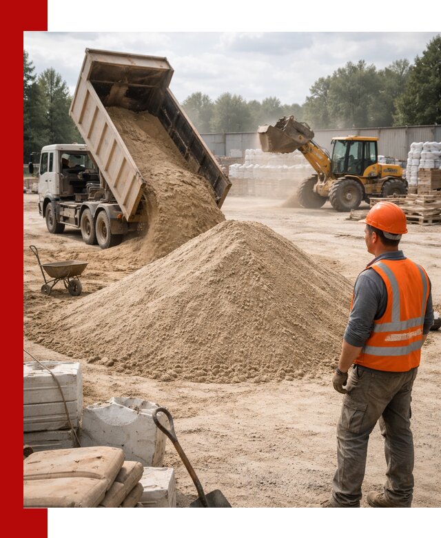 Доставка строительного песка с самосвалом в Санкт-Петербурге