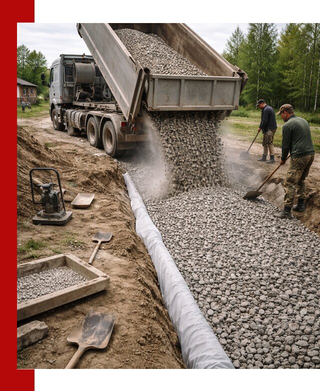 Гравий для дренажа с доставкой в Санкт-Петербурге качественный и недорогой