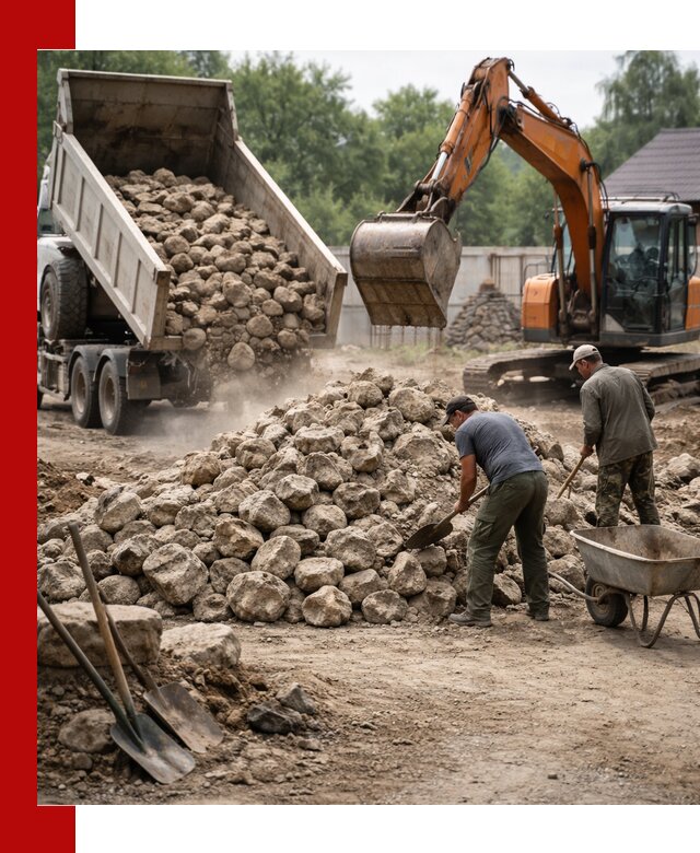 Доставка и разгрузка бутового камня в Санкт-Петербурге