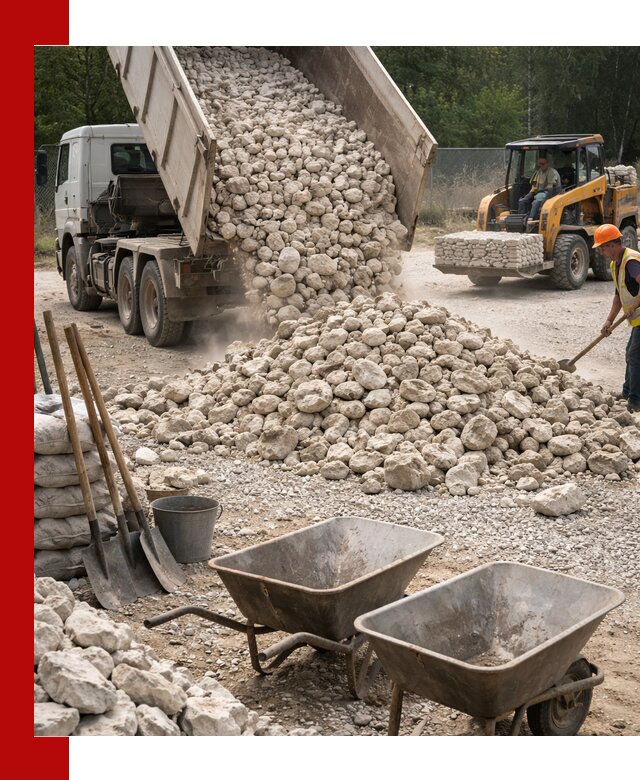 Доставка и продажа бутового известнякового камня в Санкт-Петербурге