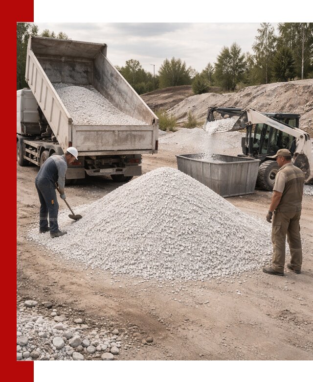 Доставка и продажа белой мраморной крошки в Санкт-Петербурге