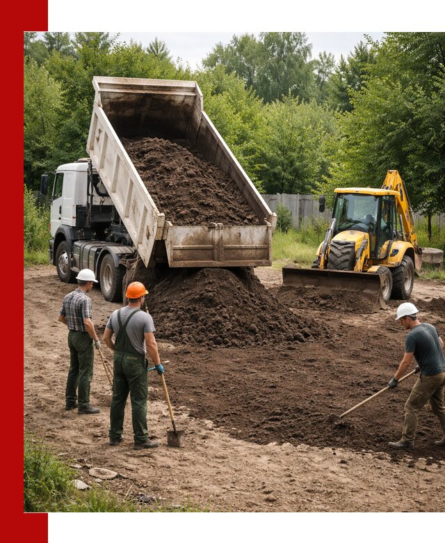 Доставка и укладка грунта для выравнивания участка в Санкт-Петербурге