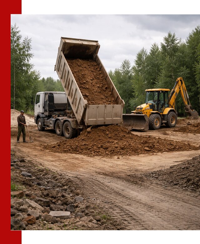 Доставка суглинка самосвалами в Санкт-Петербурге подсыпка и планировка