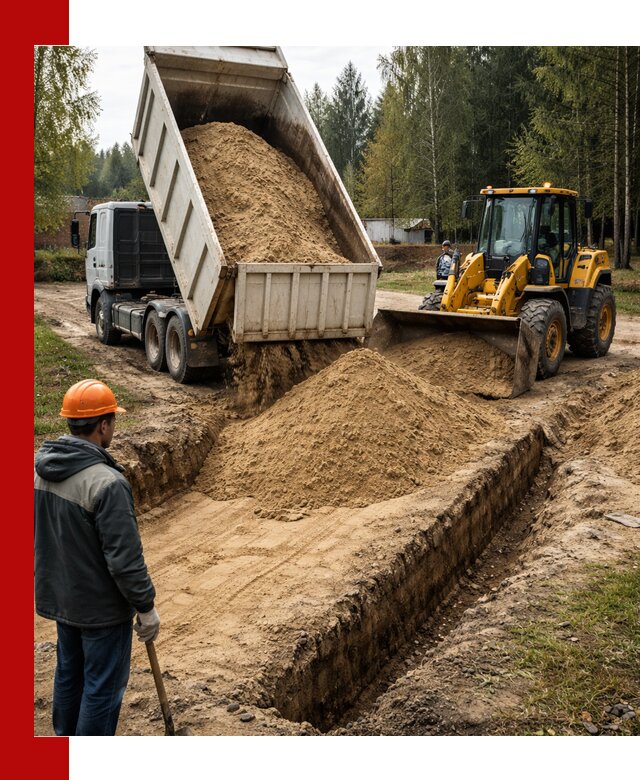 Доставка песчаного грунта в Санкт-Петербурге для строительных работ