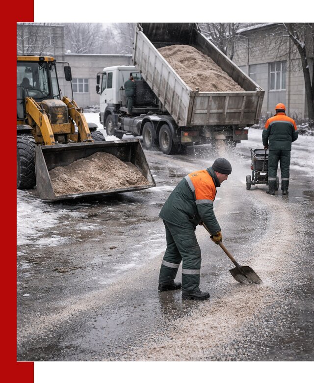 Реагент против гололеда с доставкой и нанесением в Санкт-Петербурге