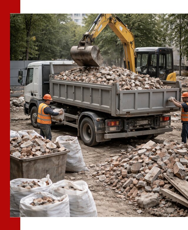 Вывоз строительного мусора в Санкт-Петербурге с самосвалами и контейнерами
