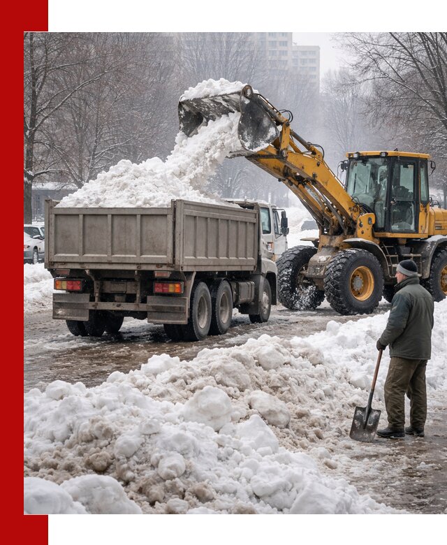 Вывоз снега грузовой техникой в Санкт-Петербурге оперативно и чисто